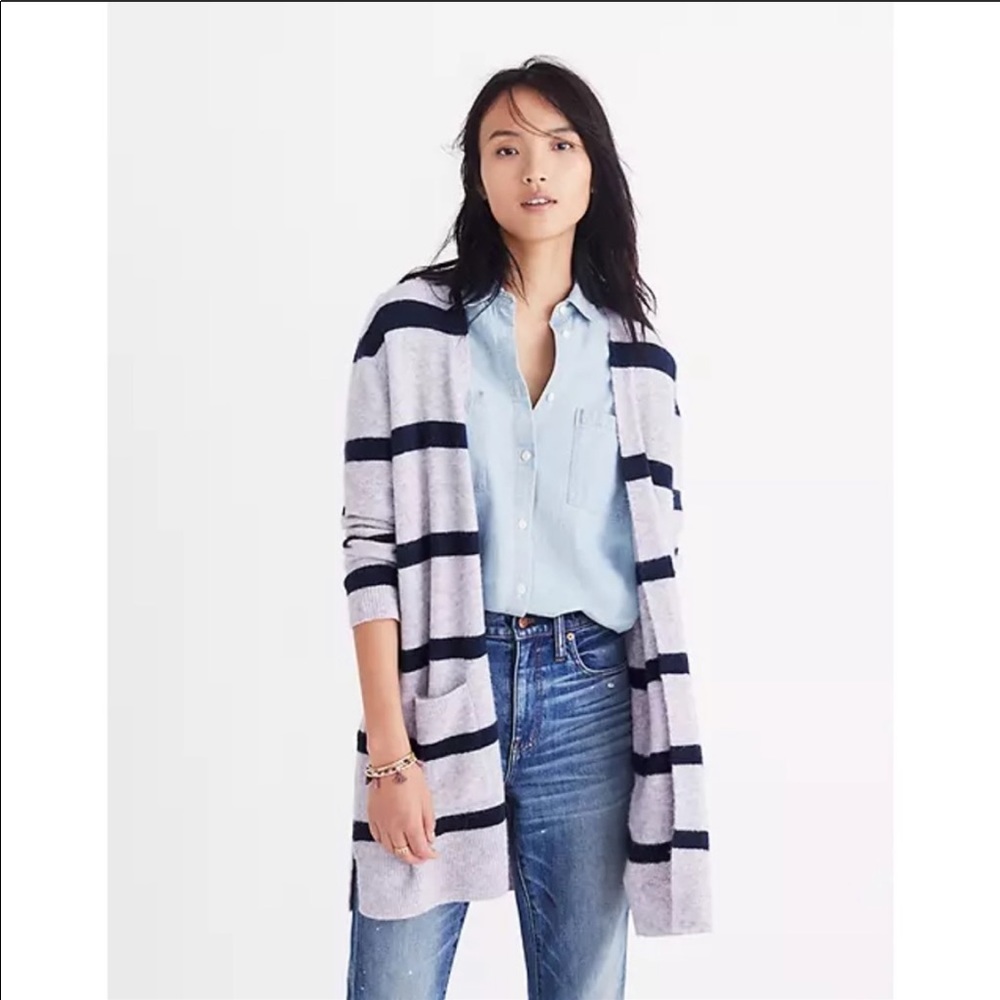 Madewell Kent Striped Open Cardigan